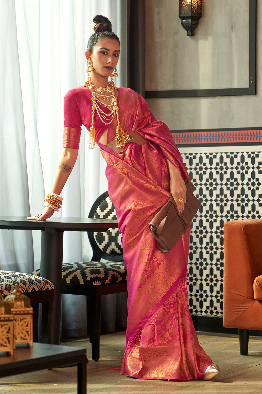 Buy Magenta Pink Banarasi Saree Nitaraa