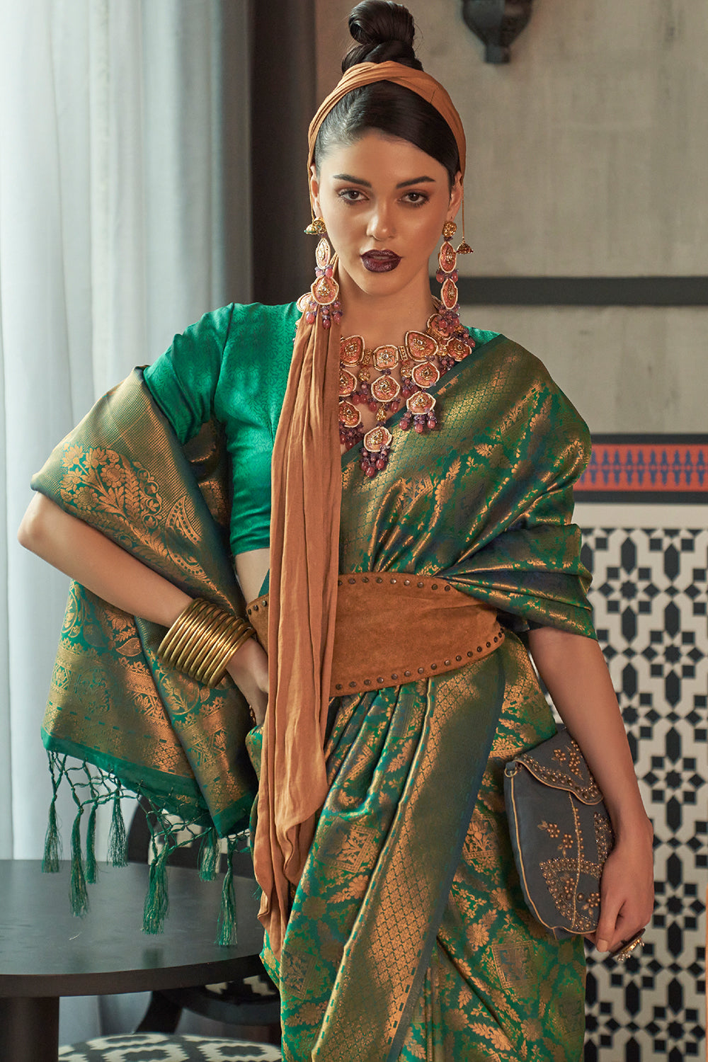 Buy Iron Grey Zari Butta Saree Nitaraa