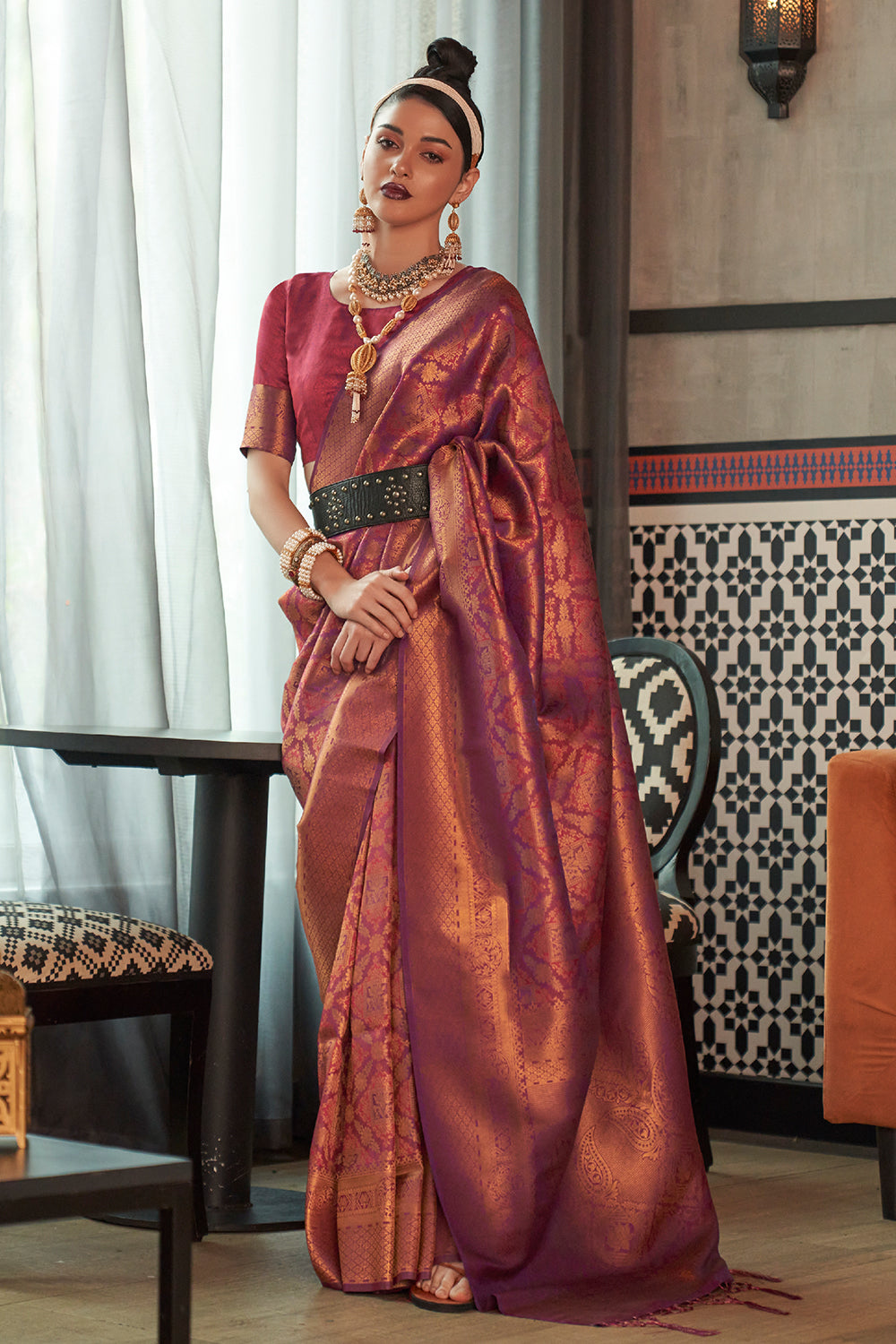 Buy Tawny Brown Kanjivaram Saree Nitaraa