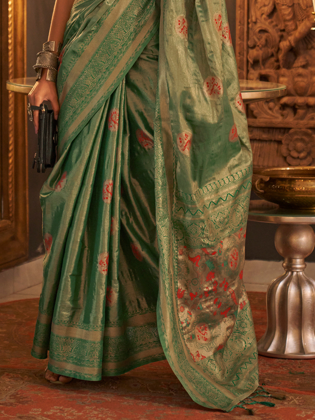 Fern Green Kanjivaram Saree