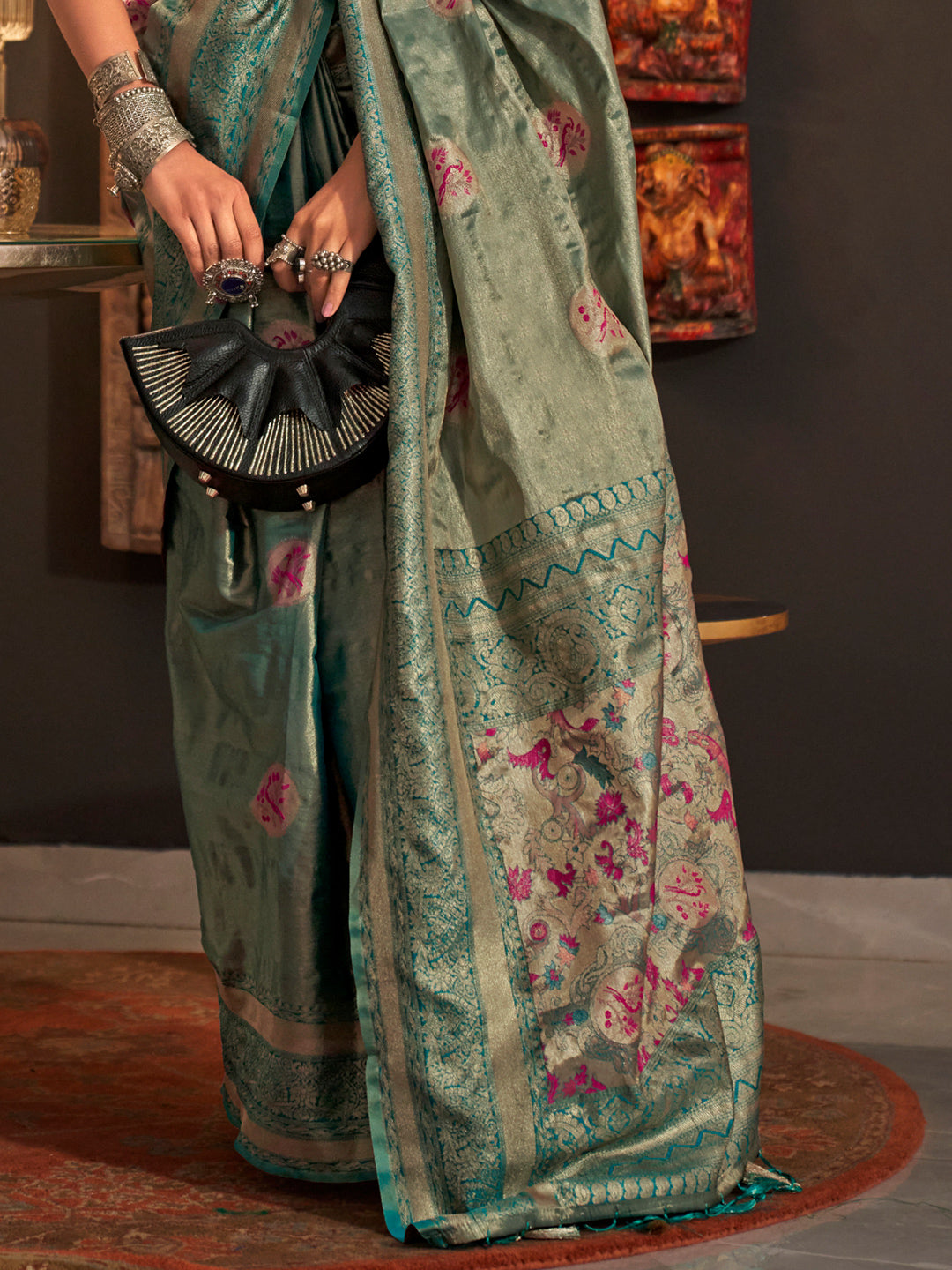 Sage Green Kanjivaram Saree