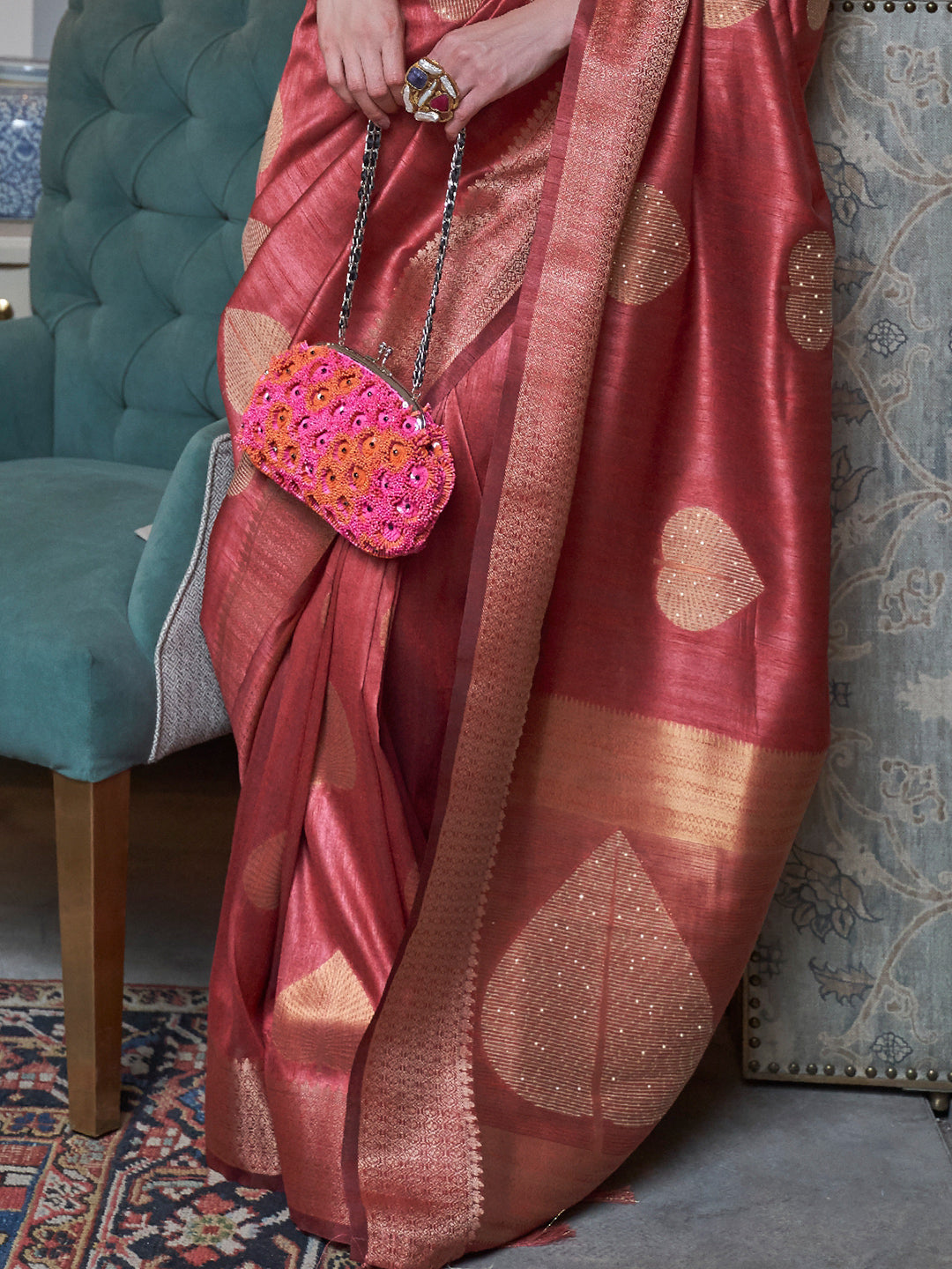 Dark Brown Banarasi Saree