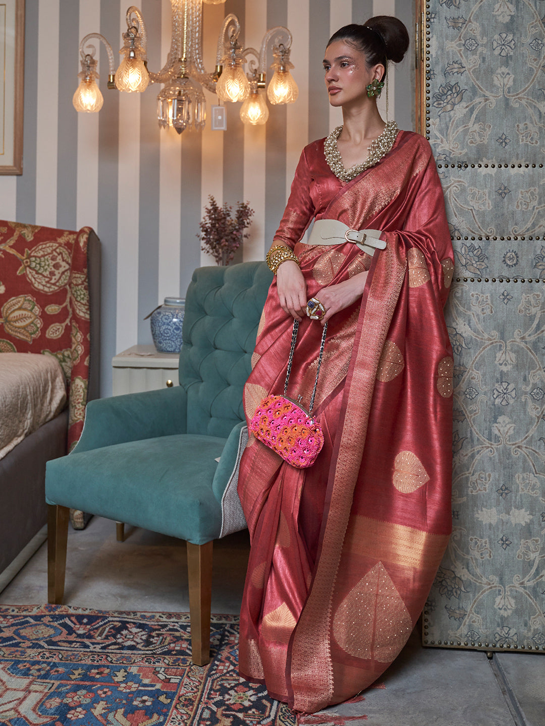 Dark Brown Banarasi Saree