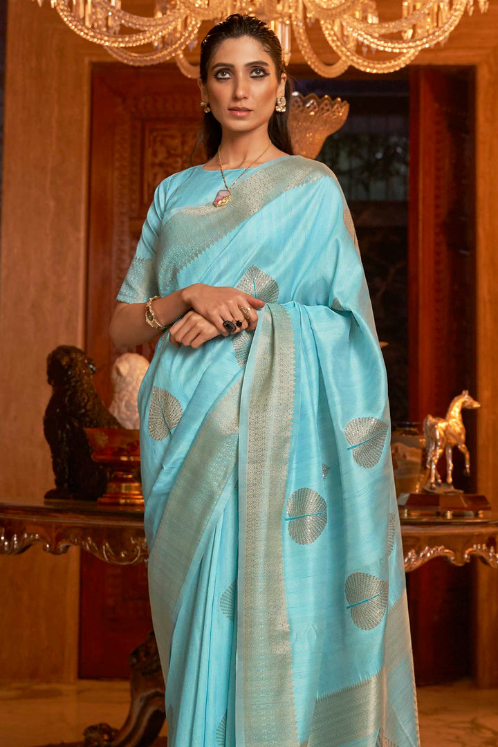 Blue Banarasi Soft Silk Saree | Buy Now Online at Jhakhas