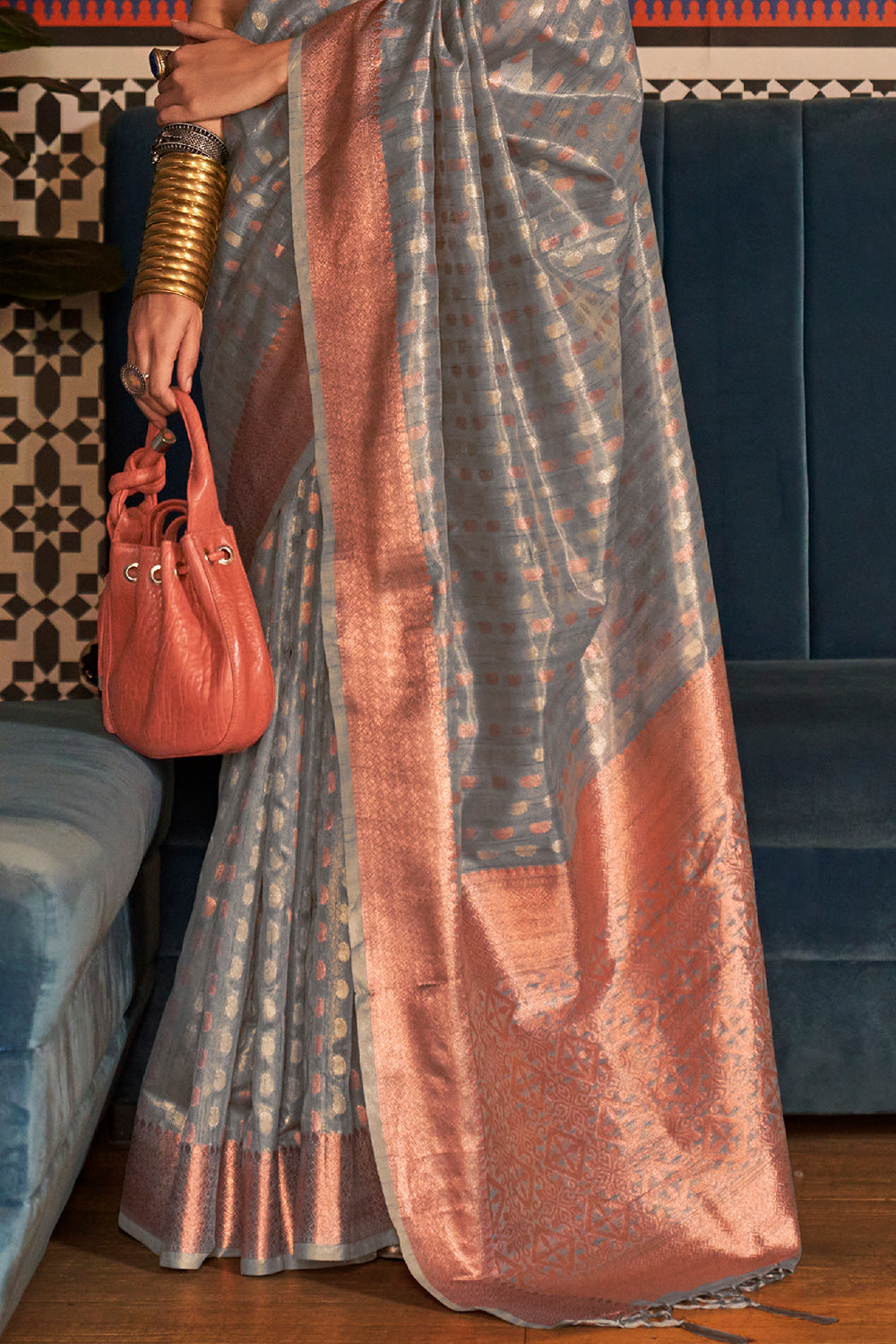 Buy Sea Pink IIkal Saree Nitaraa