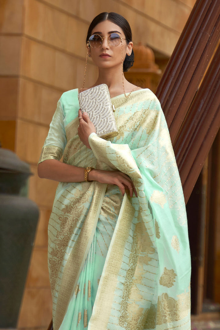 Buy Pastel Green Woven Silk Saree With Free Size Blouse,handmade Saree for  Women's Beautiful Designer Saree Wedding Saree Jacquard Saree Online in  India - Etsy | Silk saree blouse designs, Saree blouse