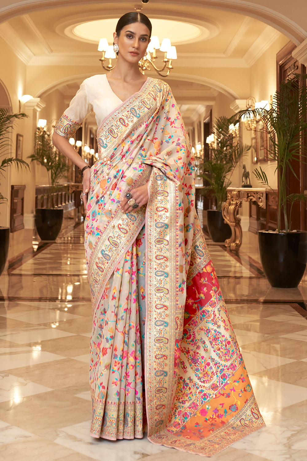 Buy Cerise Pink Organza Saree Nitaraa