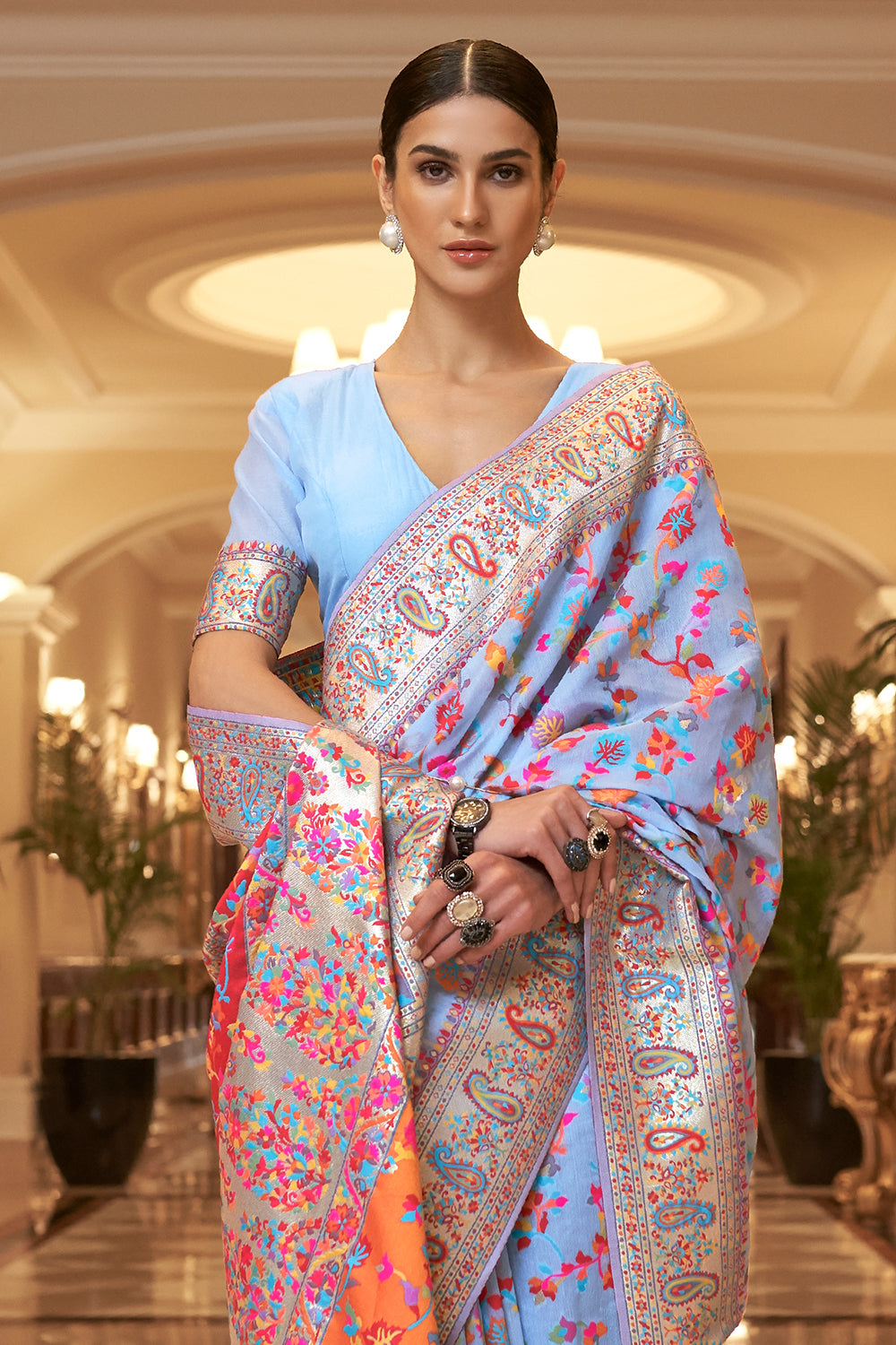 Buy Egyptian Blue Kanjivaram Saree Nitaraa