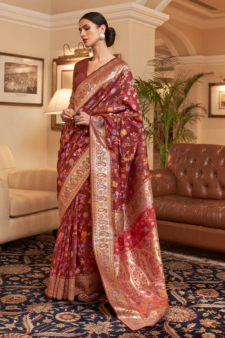 Buy Fancy Red Resham Work Plus Size Sarees Online for Women in USA