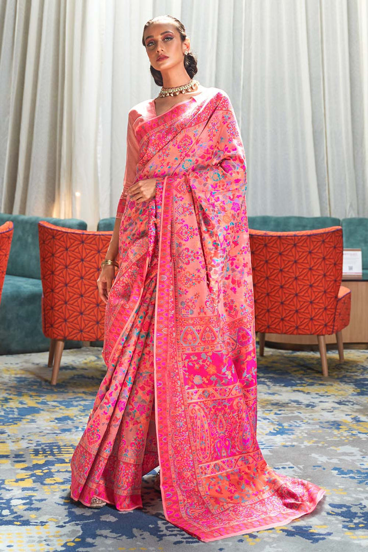 Cherry Pink Banarasi Patola Saree – NITARAA