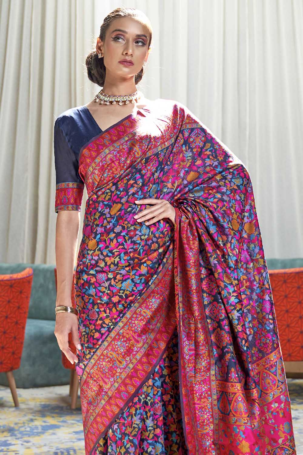 Buy Cream Banarasi Silk Printed Tissue Saree With Blouse Piece Nitaraa