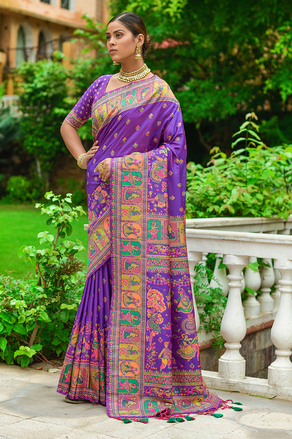 Rebecca Purple Banarasi saree