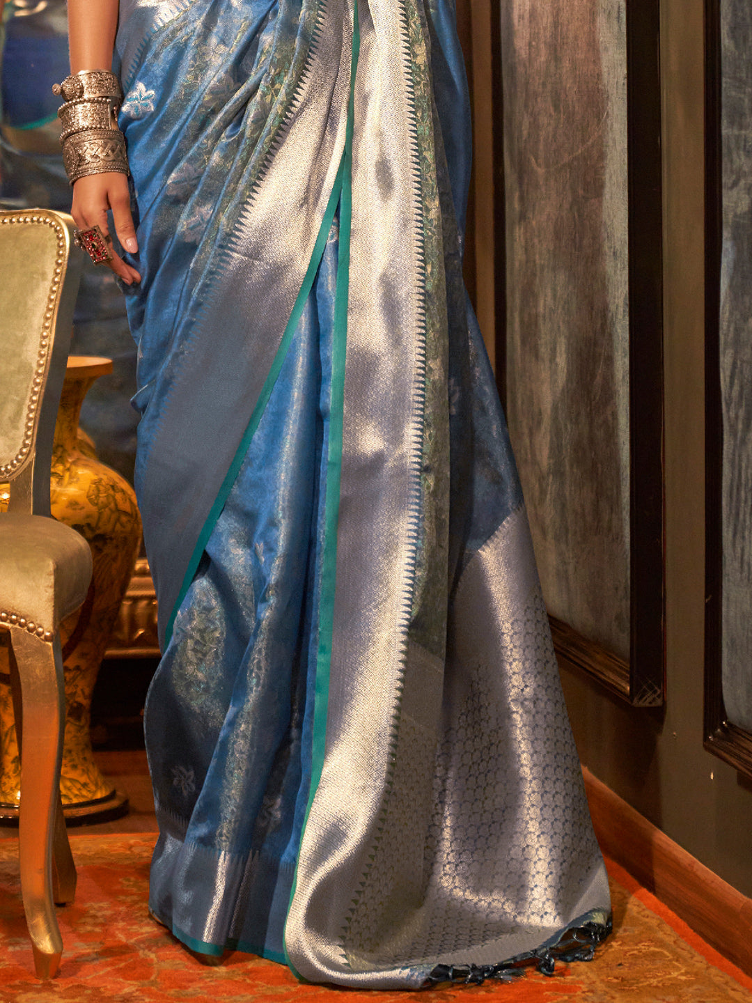 Sky Blue Organza Saree