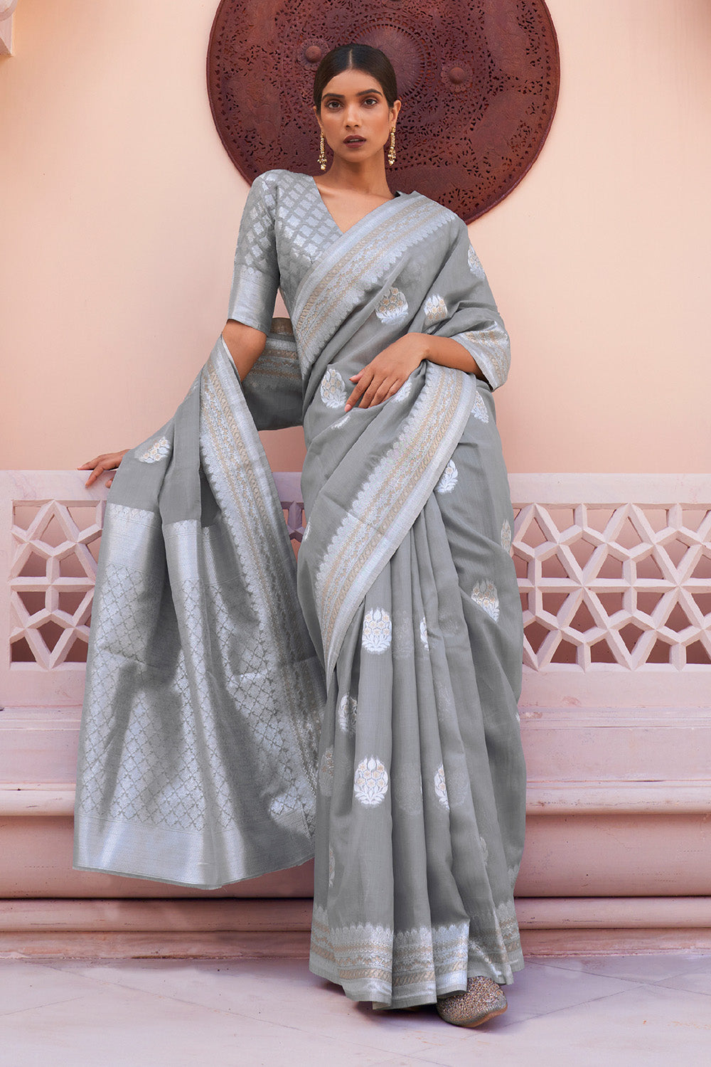 Buy Sage Green Kanjivaram Saree Nitaraa