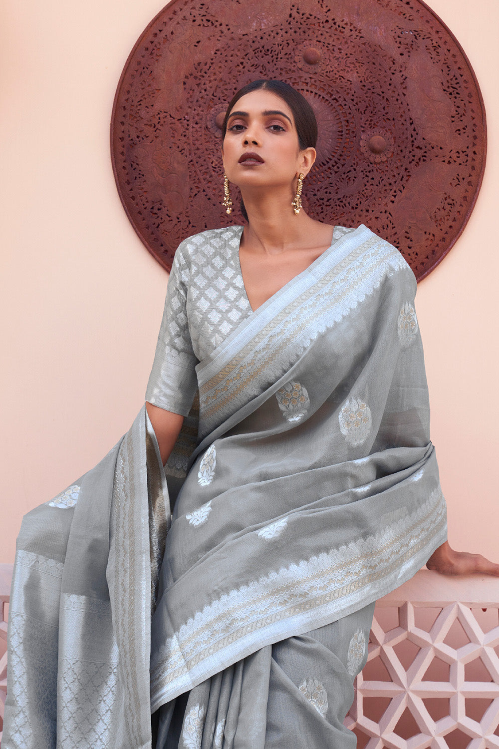 Buy Sky Blue Organza Saree Nitaraa