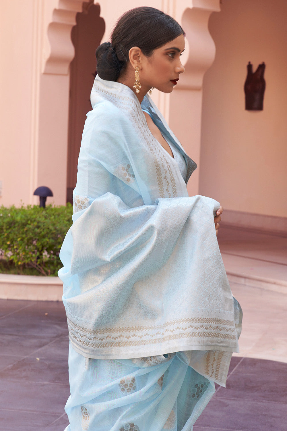 Buy Sky Blue Kanjivaram Saree Nitaraa