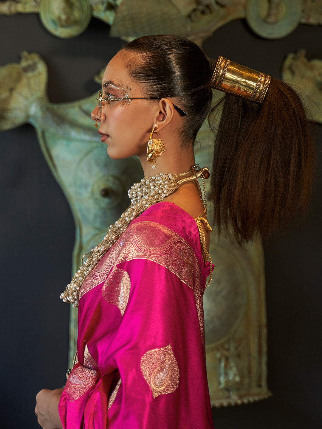 Hot Pink Banarasi Saree