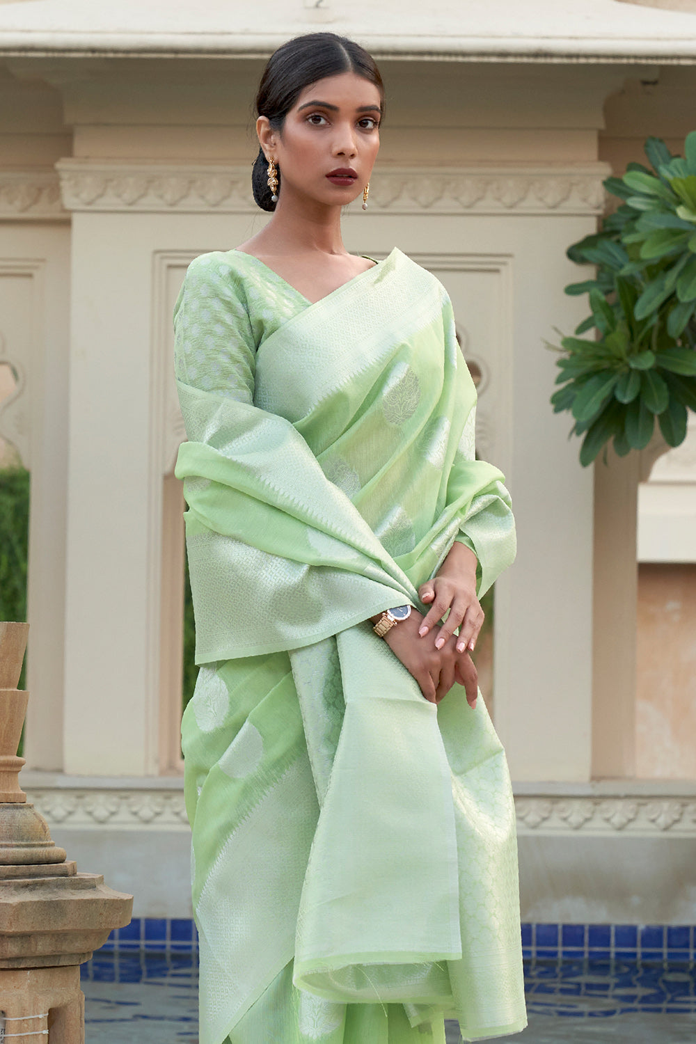 Light Green Linen Saree