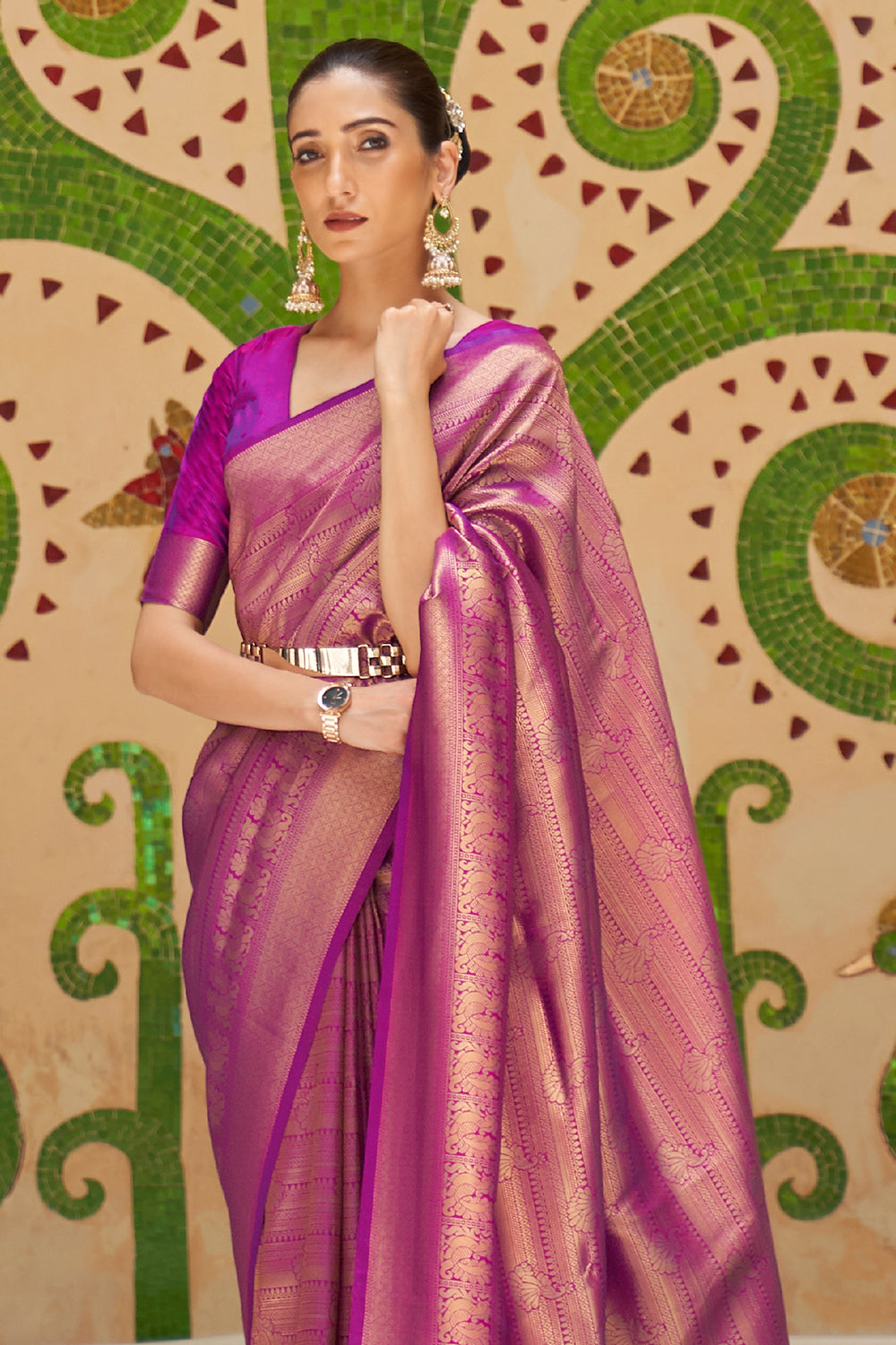 Buy Sepia Yellow  Zari Woven South Silk Saree Nitaraa