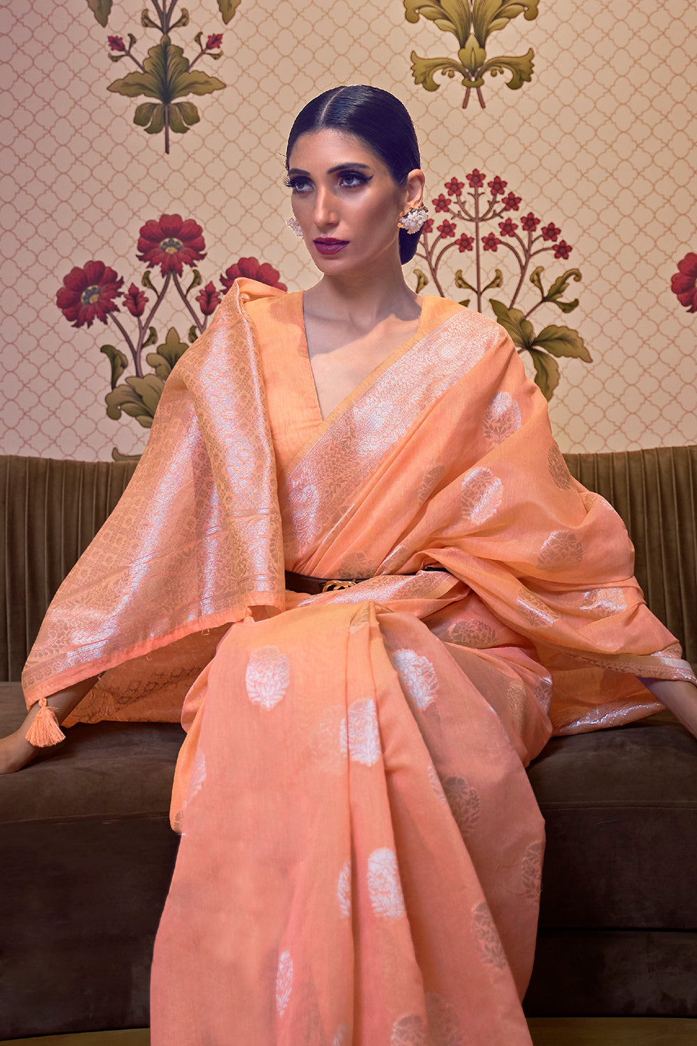 Buy Mango Orange Banarasi Saree Nitaraa