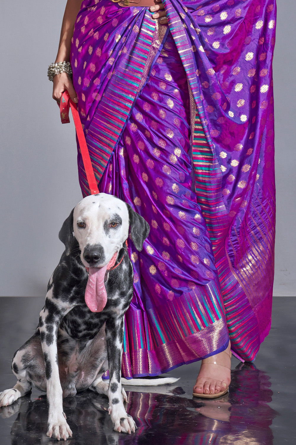 Purple Banarasi Silk Saree With Blouse Piece