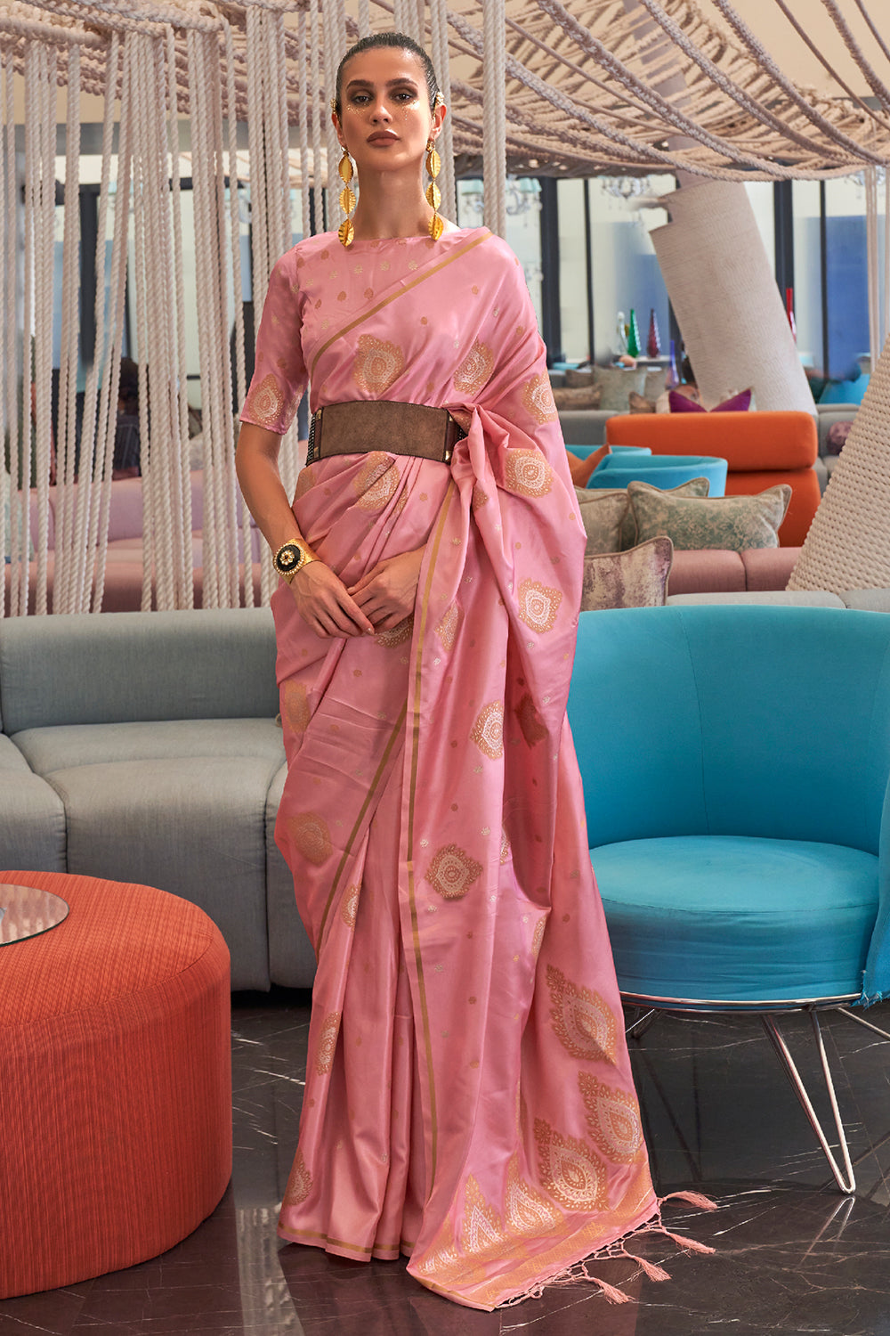 Buy Pink Banarasi Silk Saree Nitaraa