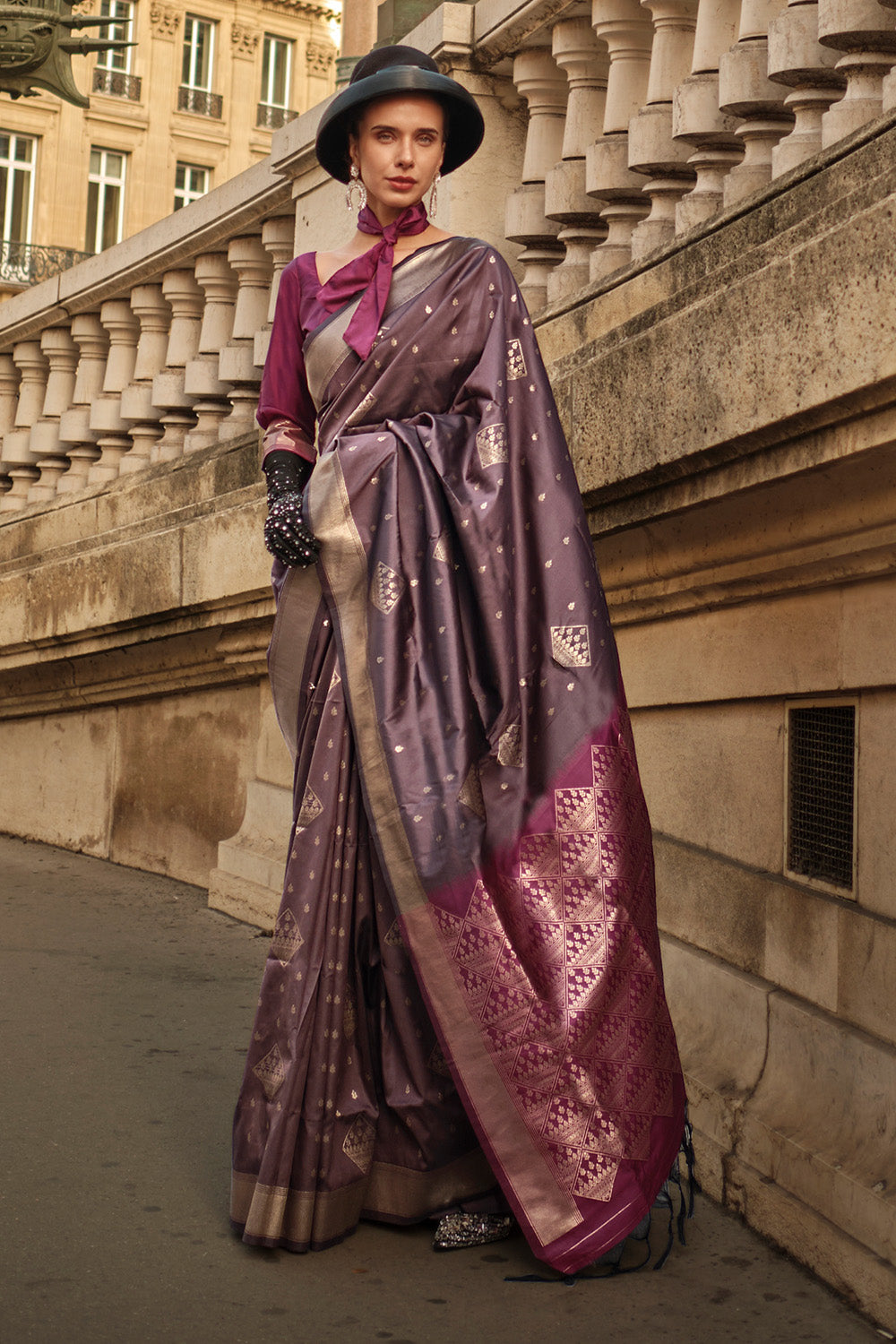 Coffee Soft Silk Saree With Blouse Piece