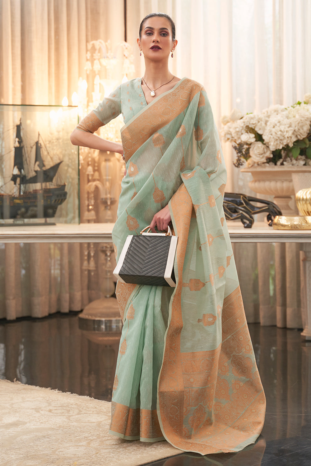 Buy Ocean Blue Silk Saree Nitaraa