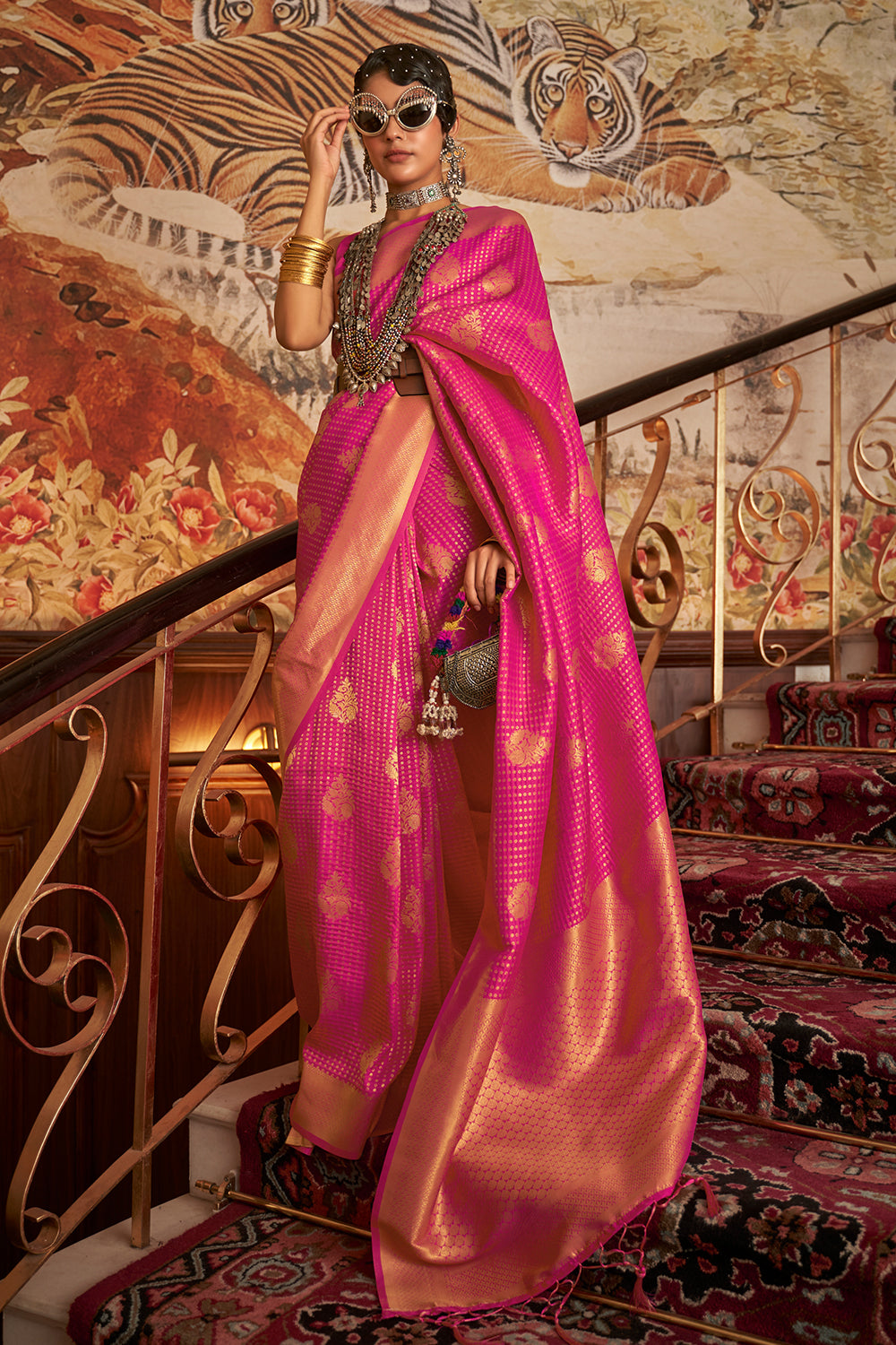 Buy Pink Raw Silk Saree Nitaraa