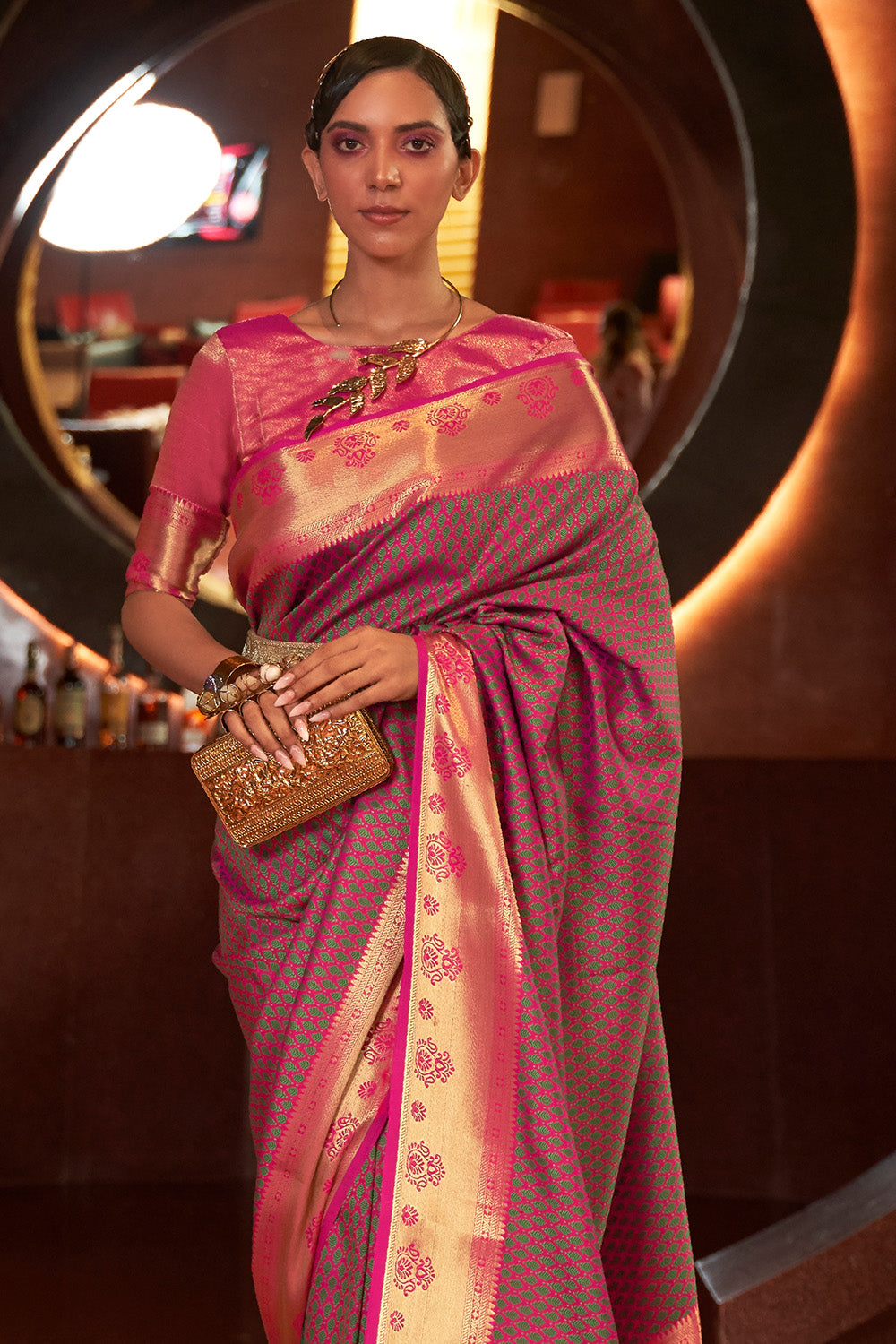 Thulian Pink Kanjivaram Saree