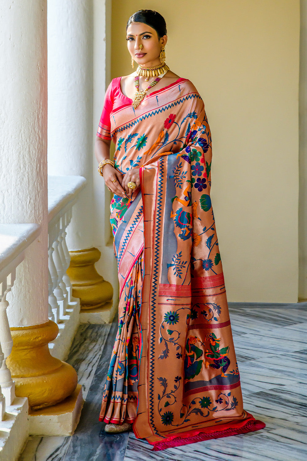 Rani Pink Paithani Silk Saree