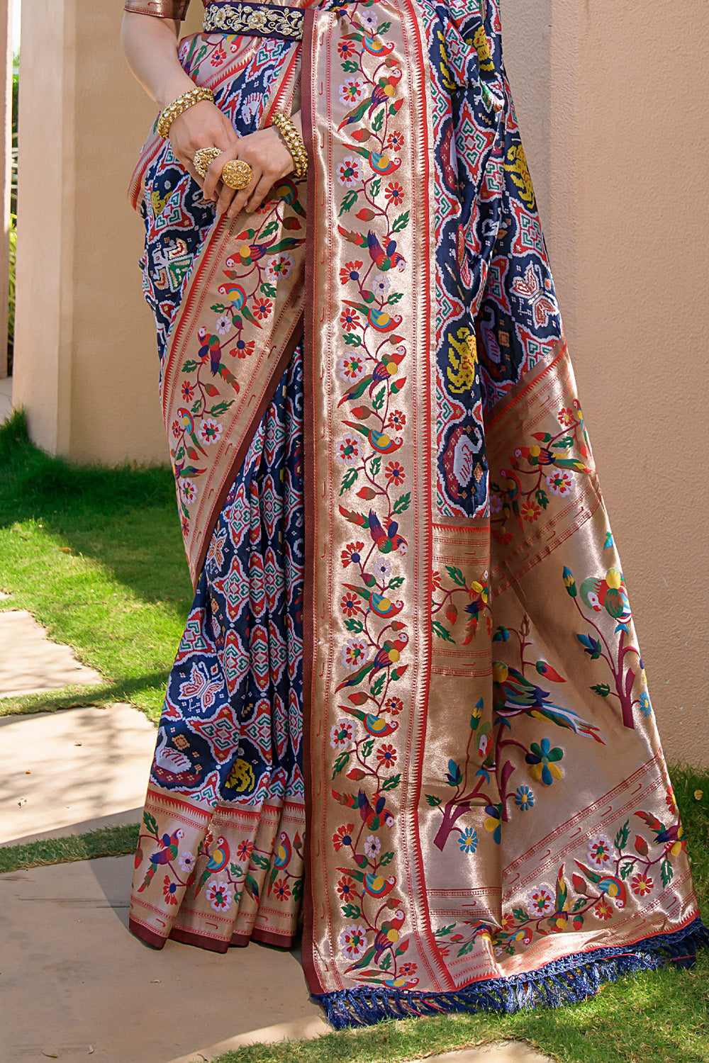 Navy Blue Paithani Silk Saree