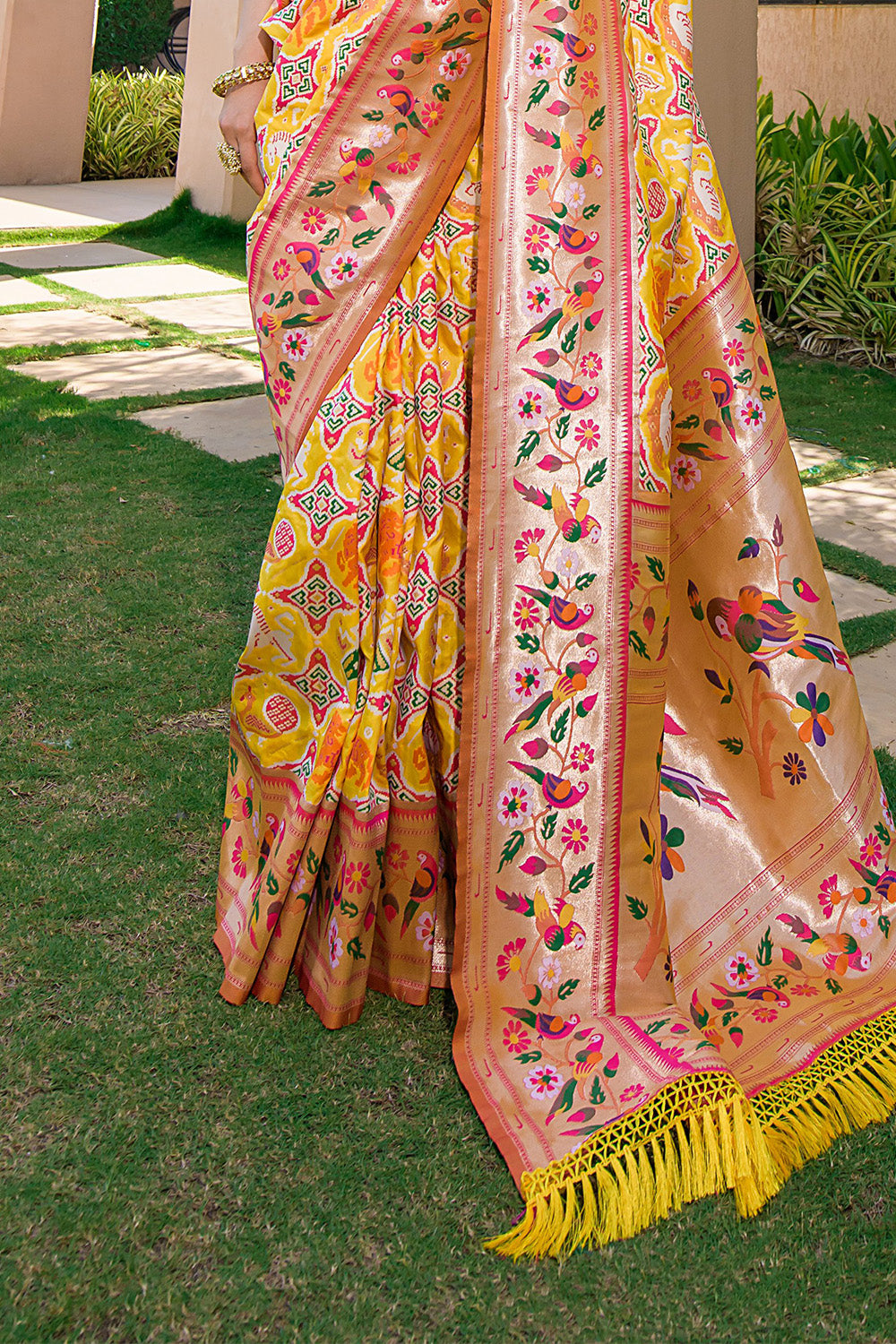 Yellow Paithani Silk Saree