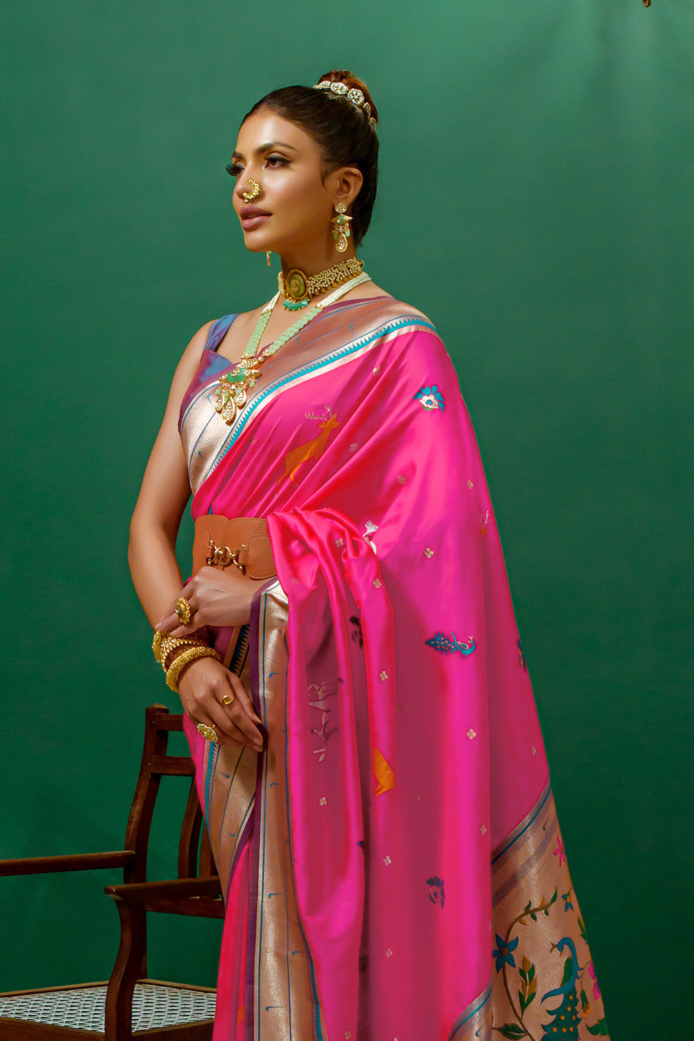 Rani Pink Paithani Silk Saree