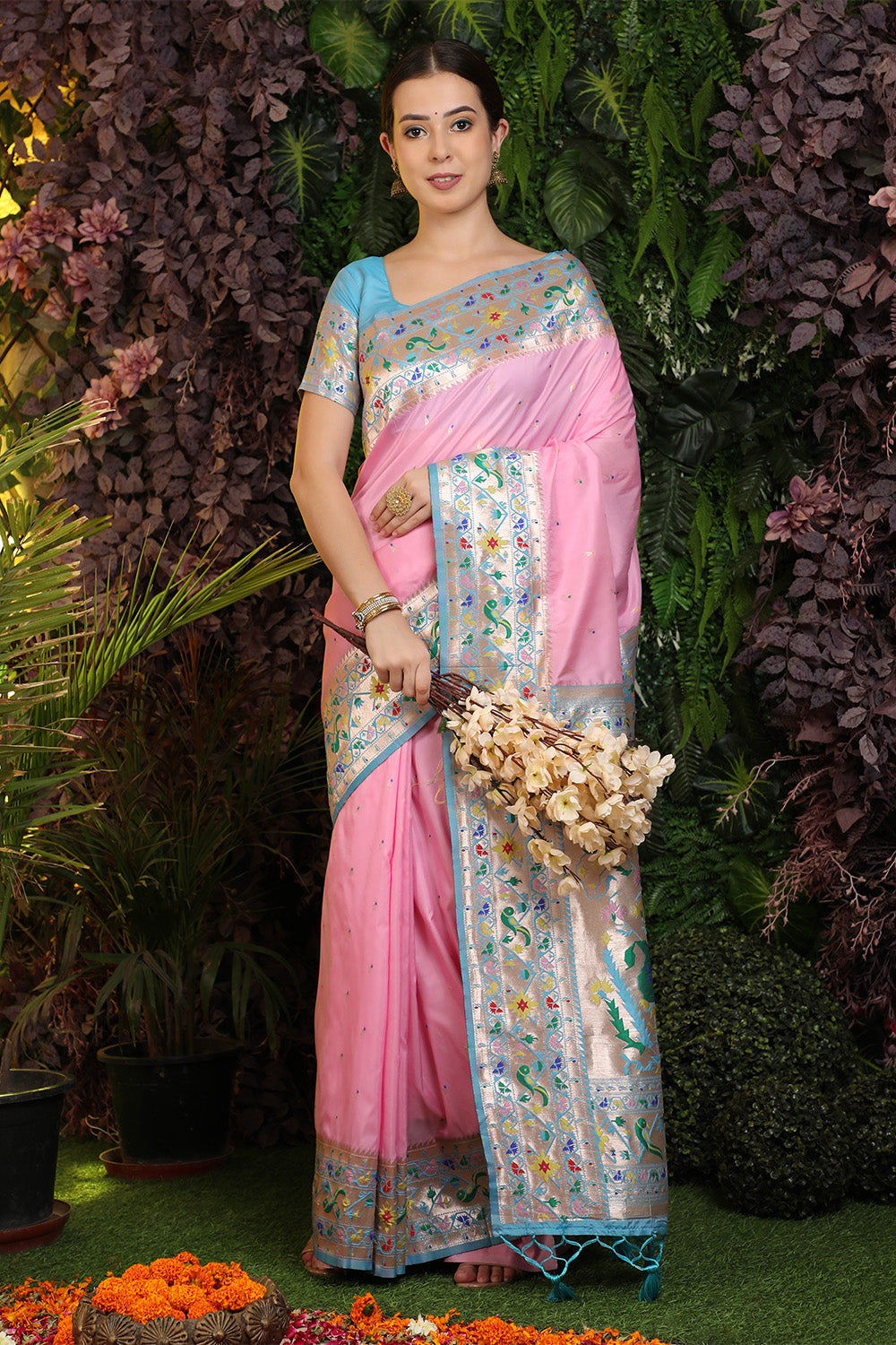 Pink Paithani Silk Saree