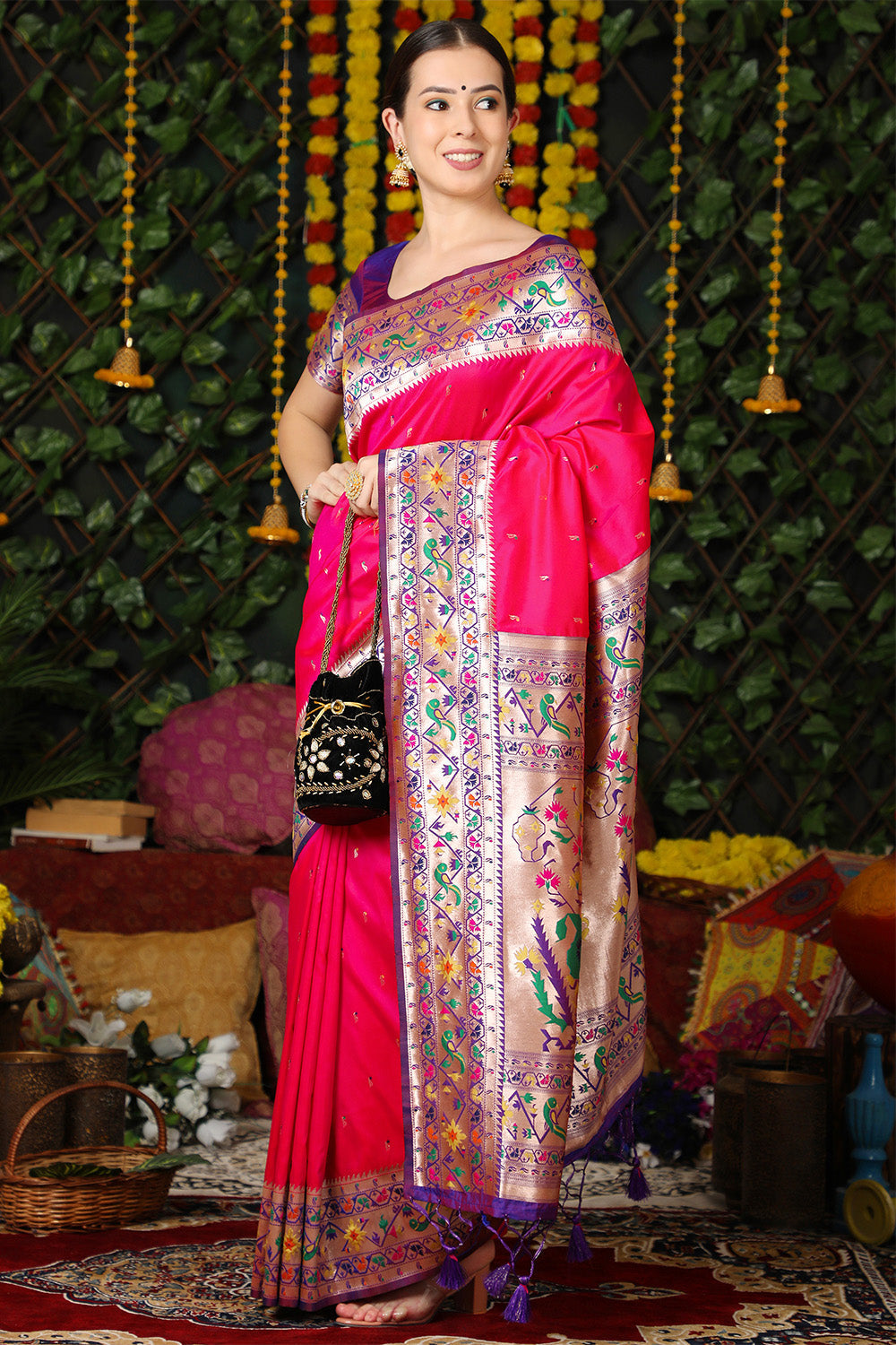 Pink Paithani Silk Saree