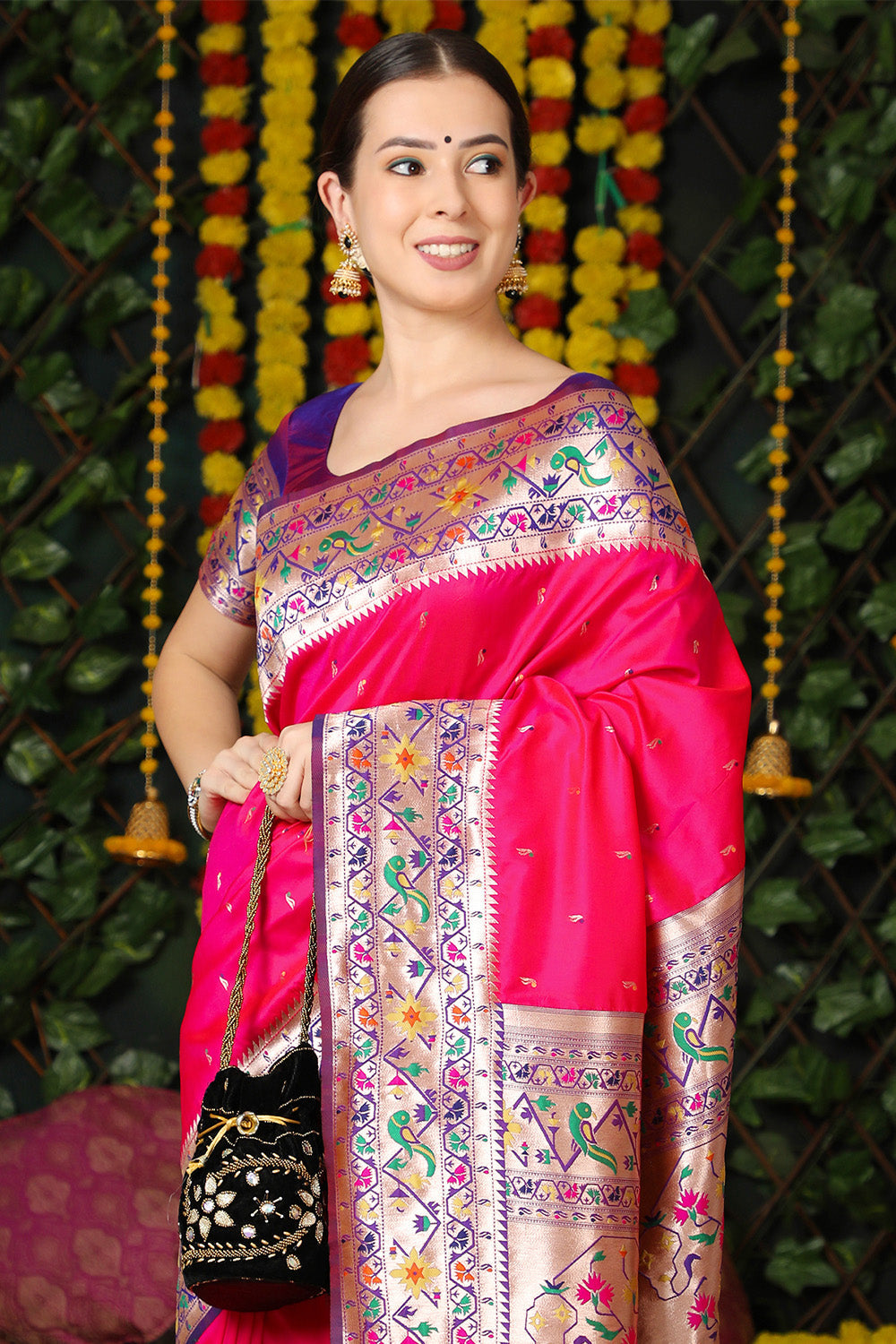 Pink Paithani Silk Saree