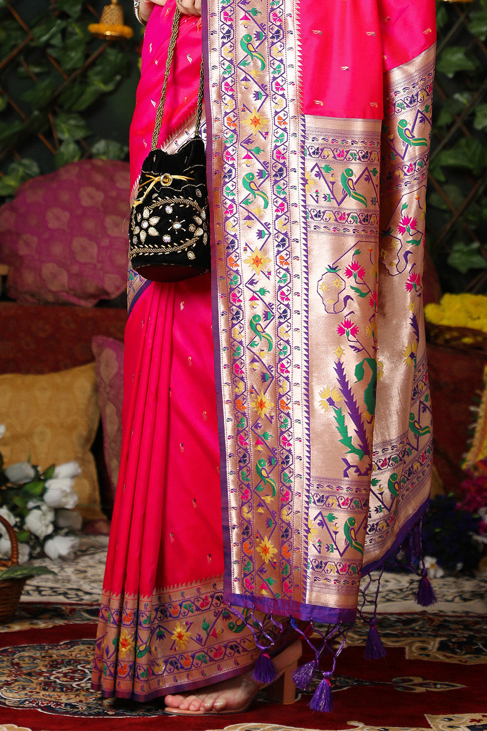 Pink Paithani Silk Saree