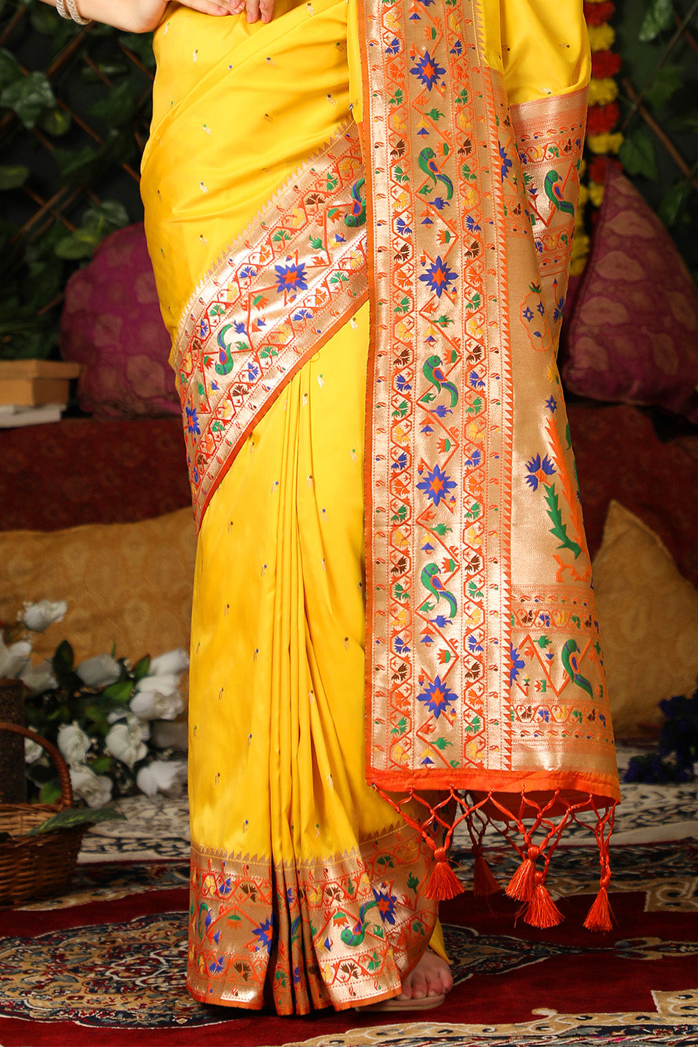 Yellow Paithani Silk Saree