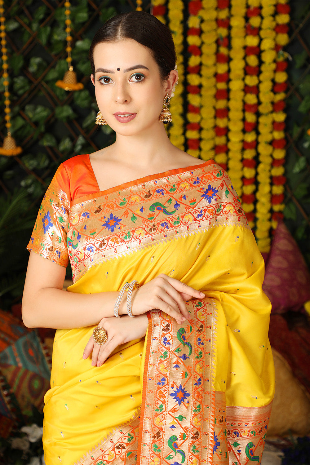 Yellow Paithani Silk Saree