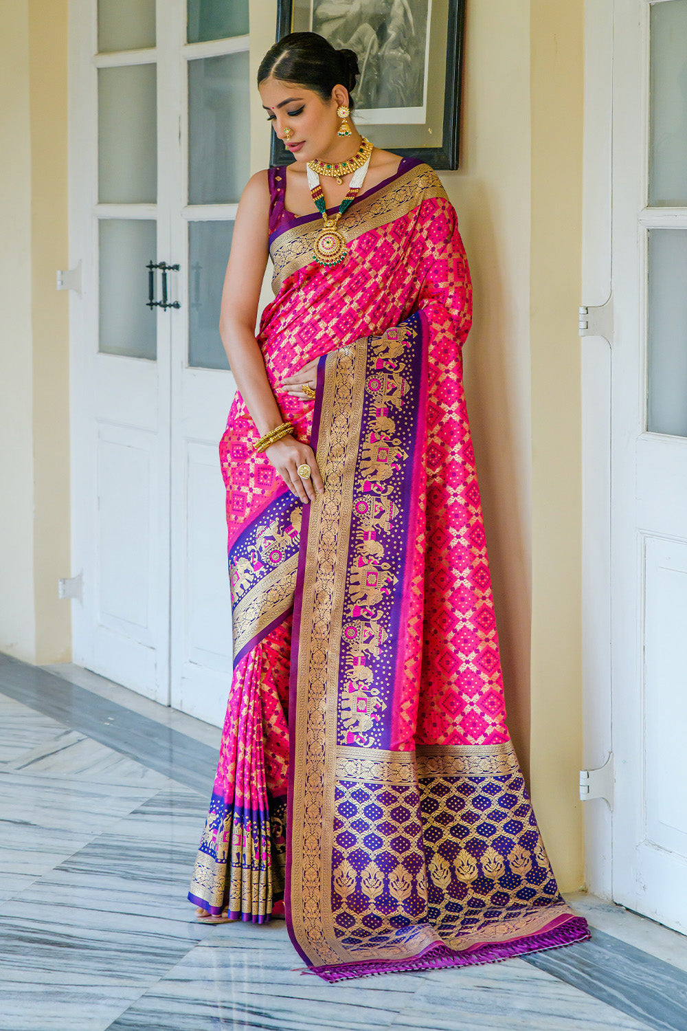 Pink Banarasi Silk Saree