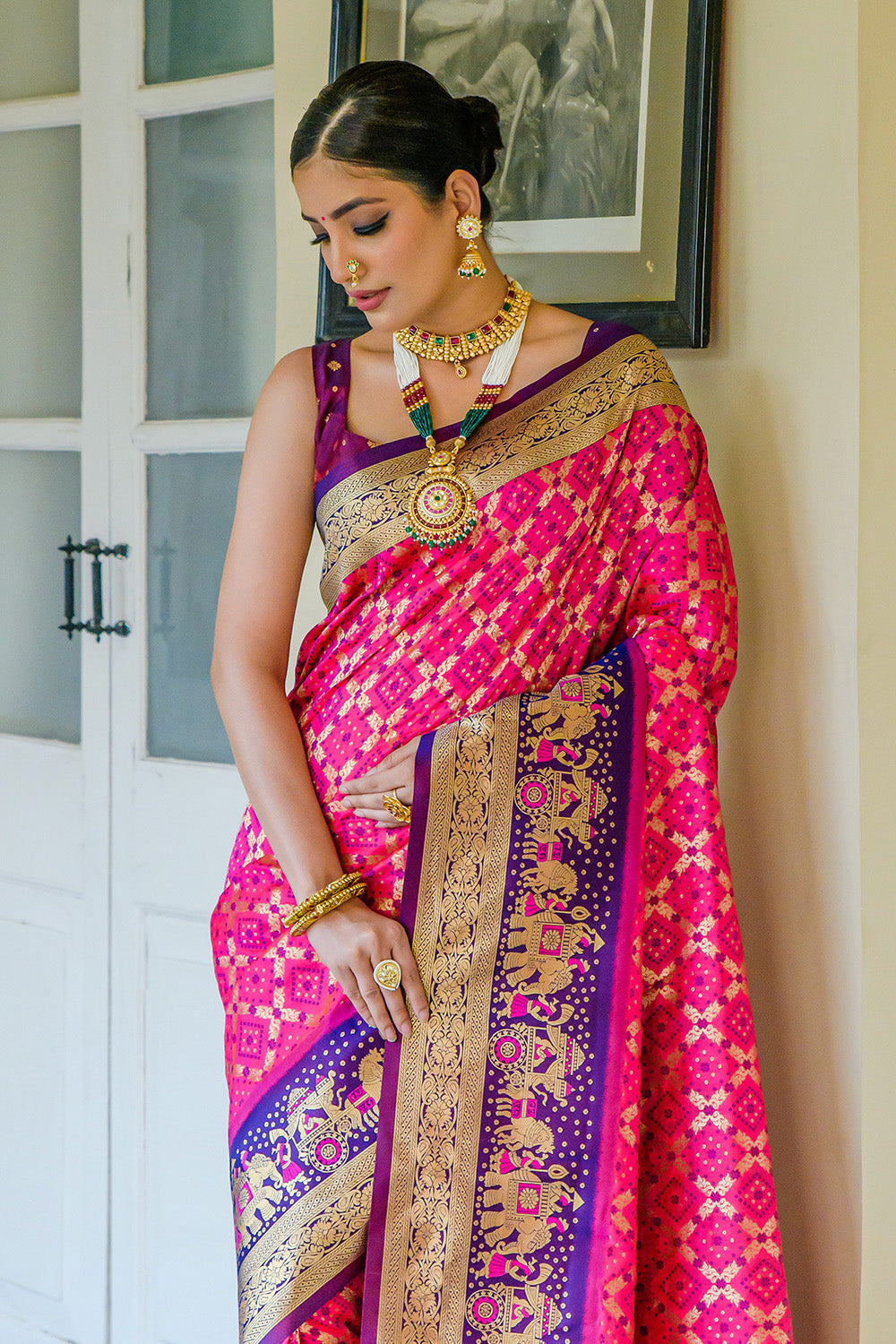 Pink Banarasi Silk Saree