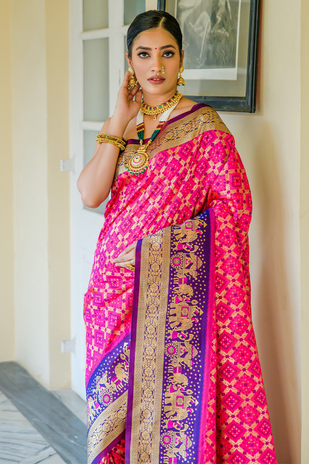 Pink Banarasi Silk Saree