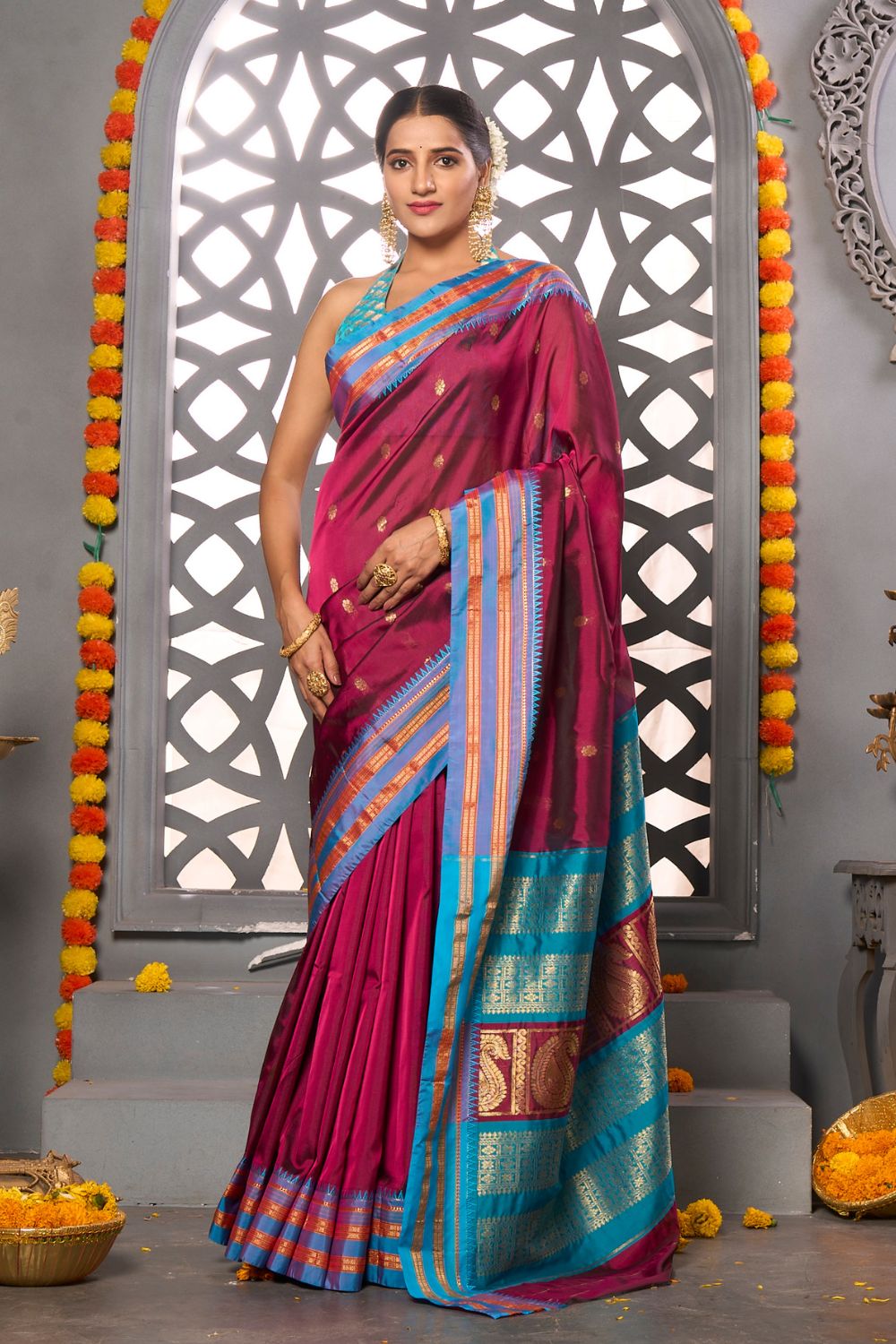 Buy Coral Peach Kanjivaram Saree Nitaraa