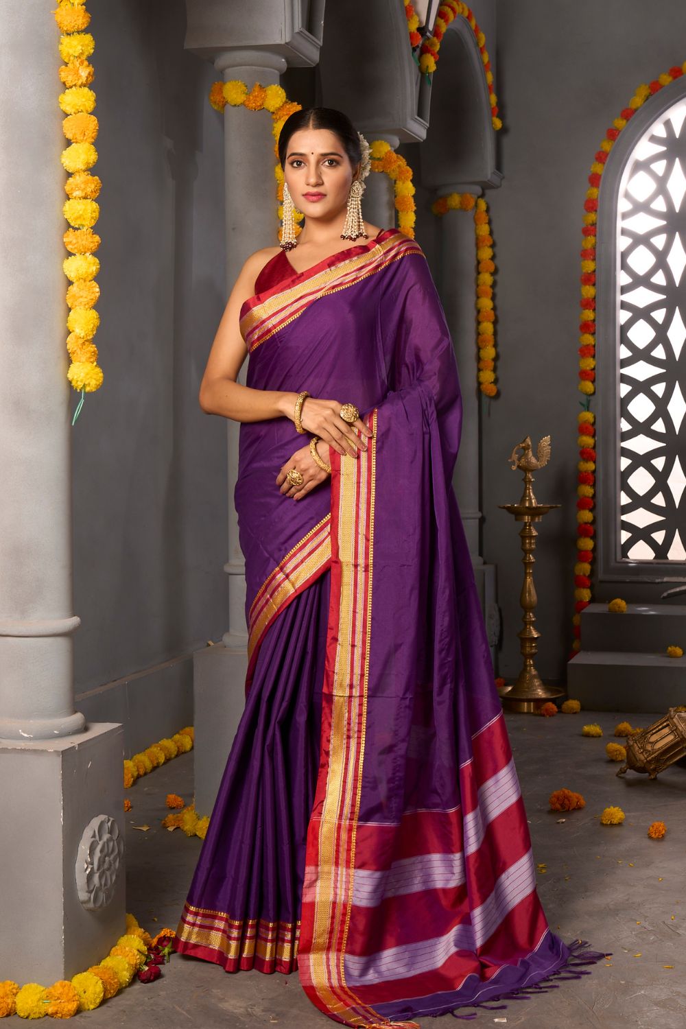 Buy Rose Pink Kanjivaram Saree Nitaraa