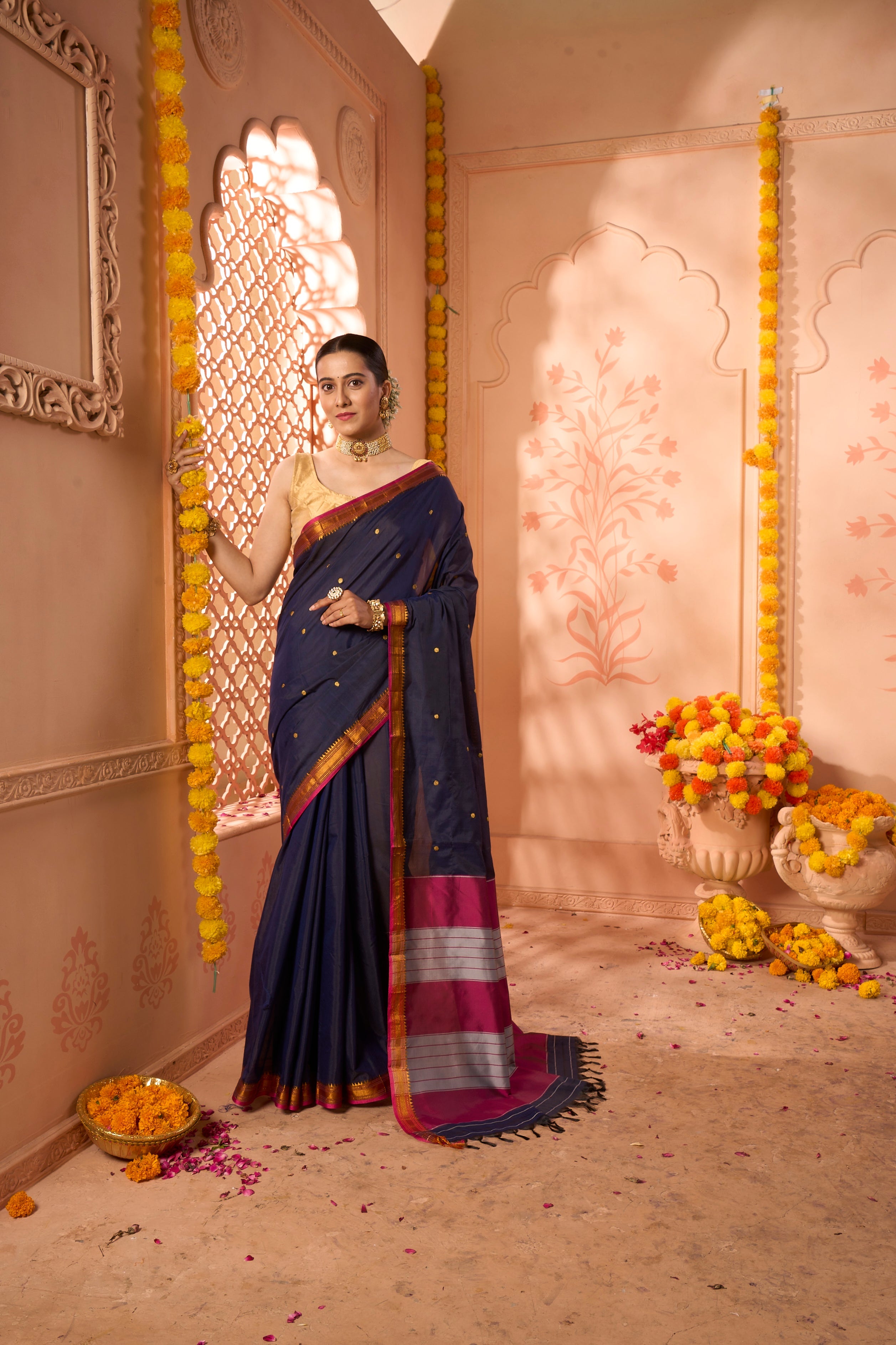 Buy Blue Banarasi Silk Saree Nitaraa