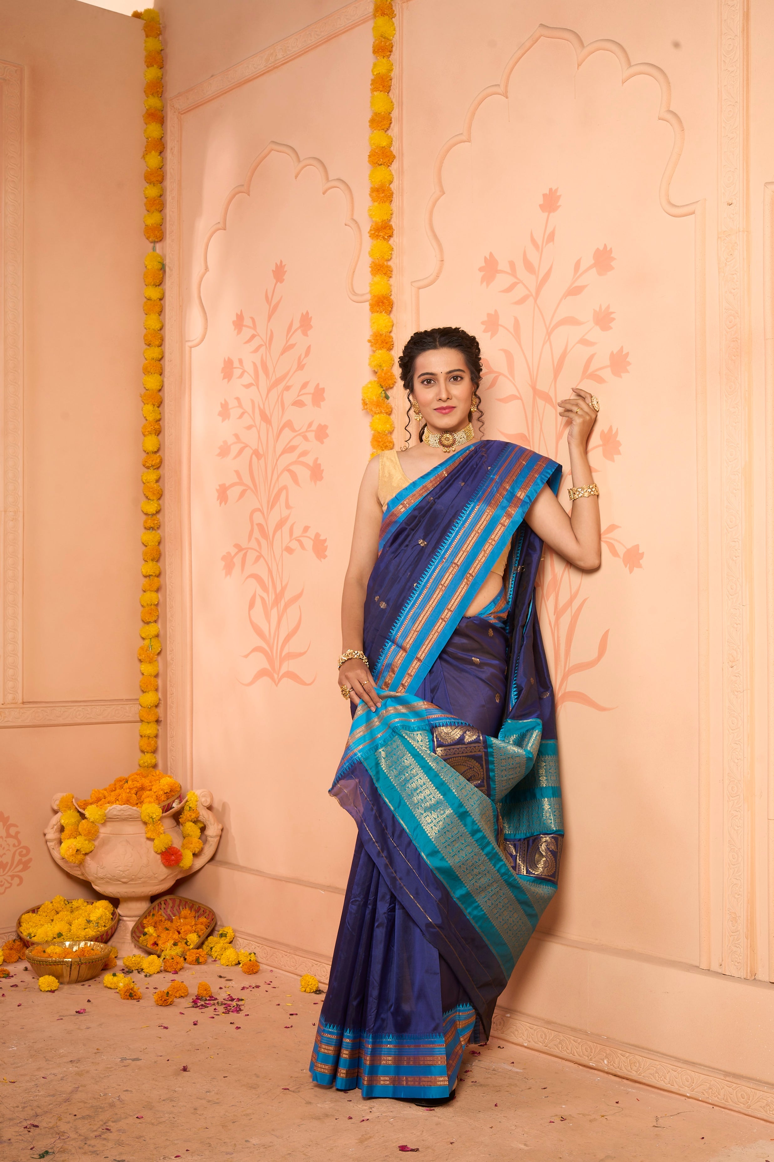 Buy Pastel Blue Satin Saree Nitaraa