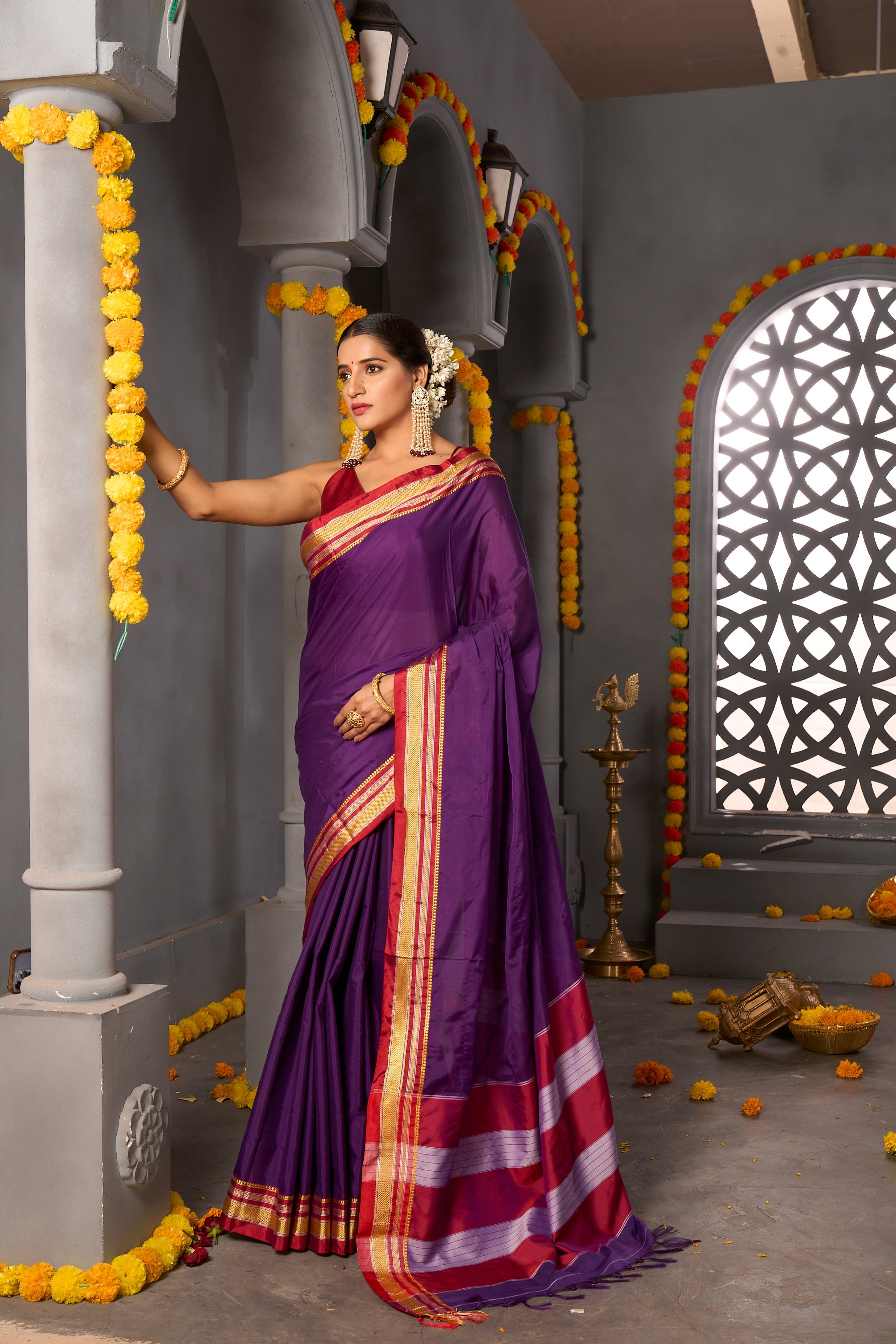 Buy French Violet Kanjivaram Saree Nitaraa