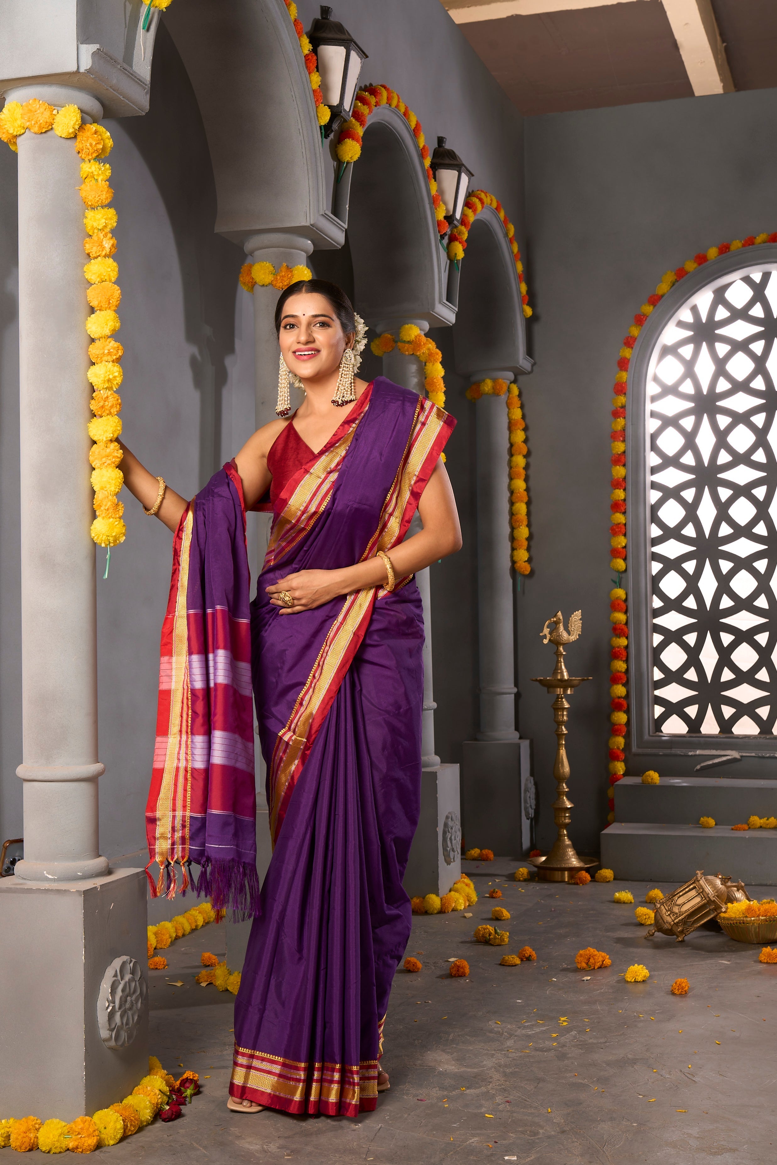 Buy Pewter Grey Kanjivaram Saree Nitaraa