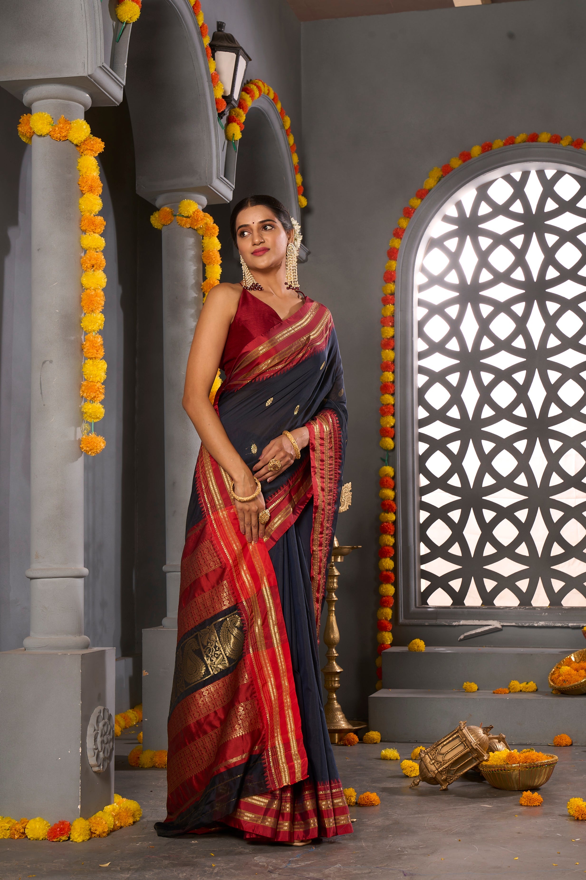 Buy Bright Red Ilkal Saree Nitaraa